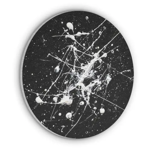 Verfspatten - Wit - Abstract - Explosie Akoestische PET Vilt - Rond klein -3d