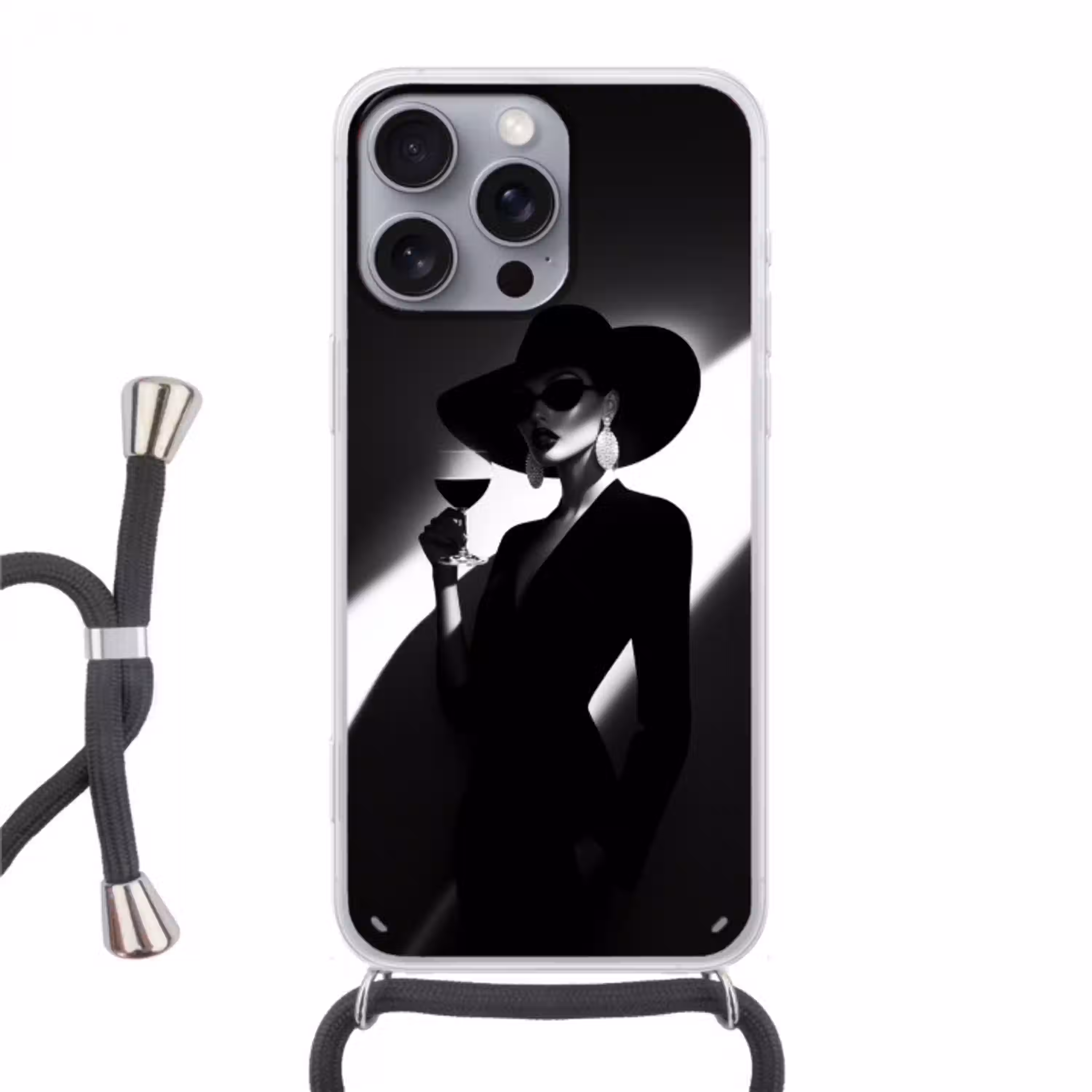 Vrouw - Wijn - Chic Hoesje iPhone 16 Pro Max met koord klein -3d