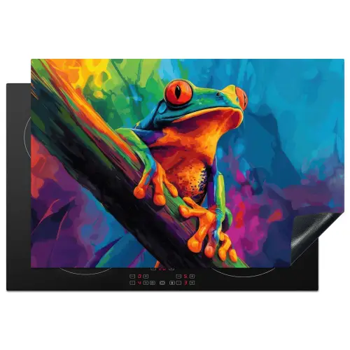 Kikker - Felgekleurd - Tak - Regenboog Inductie beschermer vinyl 3mm klein -3d