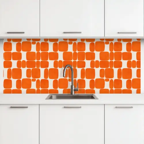 Patroon - Retro - Oranje keuken achterwand 2 middel 871 -3d