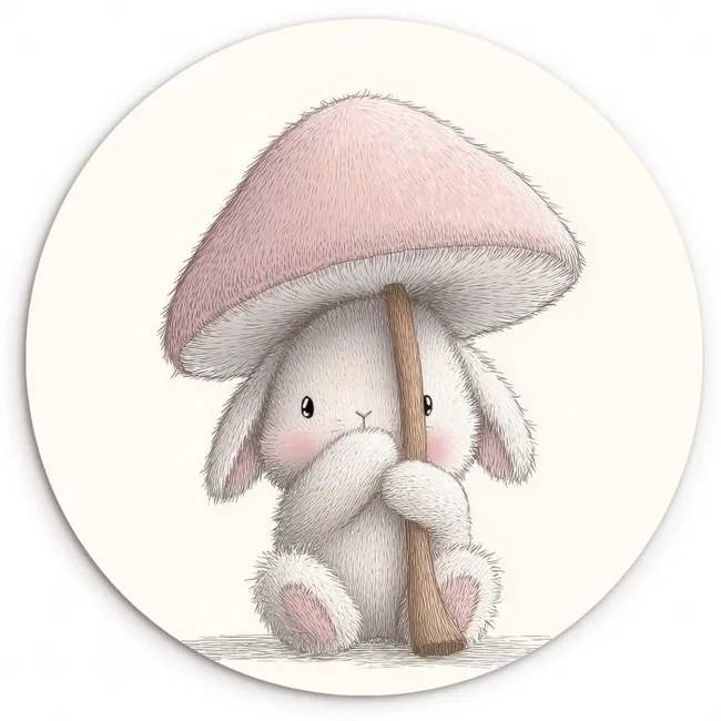 Muurcirkel - Paddenstoel - Konijn - Roze