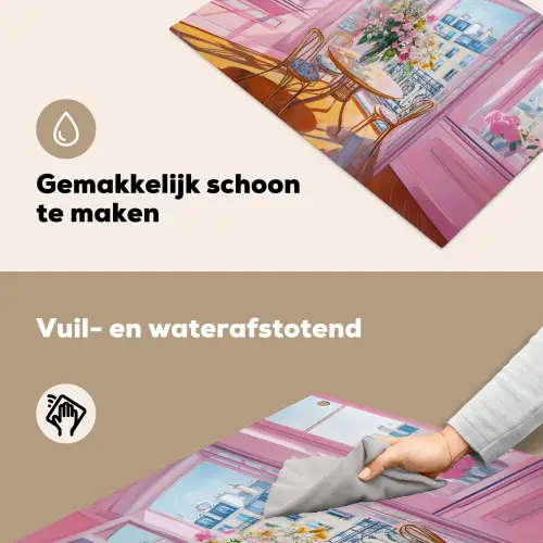 Pink - City - Bloemen Inductie beschemer met haakjes klein -ky-schoon-nl