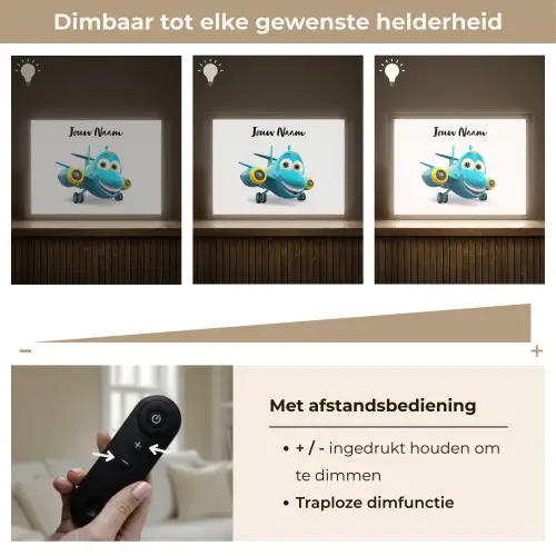 Vliegtuig - Blauw - Kinderen - Jongens Light Box met batterij (Wandlamp kind) middel -USP_dimbaarNL
