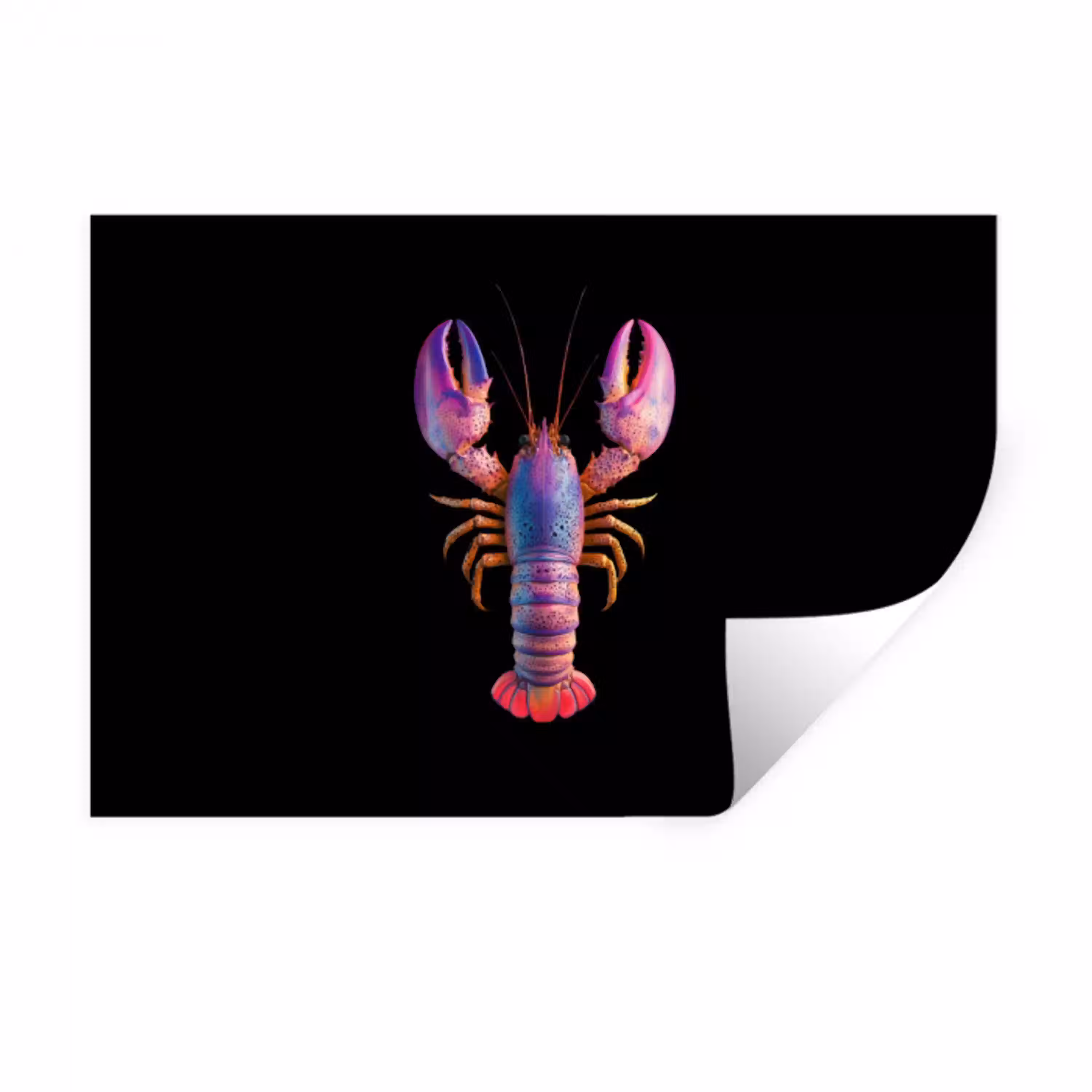 Kreeft - Paars - Roze - Zwart - Stippen - Lila Muursticker klein -3d