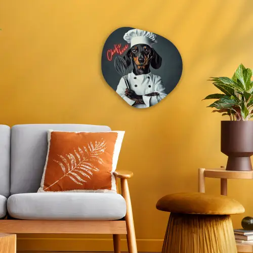 Quote - Neon - Hond - Kokskleding Wandcirkel Organisch Forex 3mm klein -sfeer4