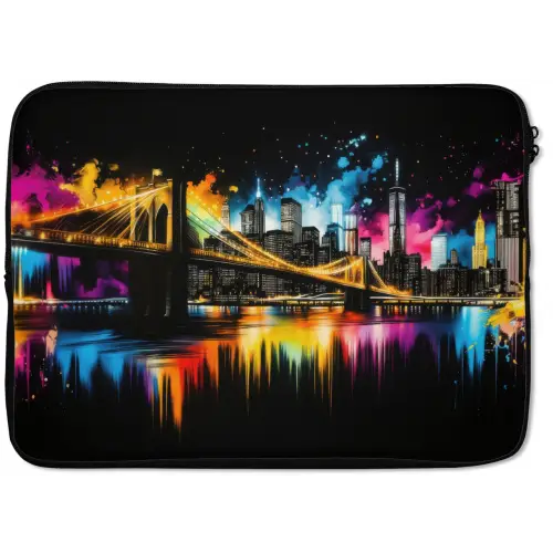 Skyline - Brug - Verlichting - Kleuren laptophoes neopreen klein -zkaufland3dotto