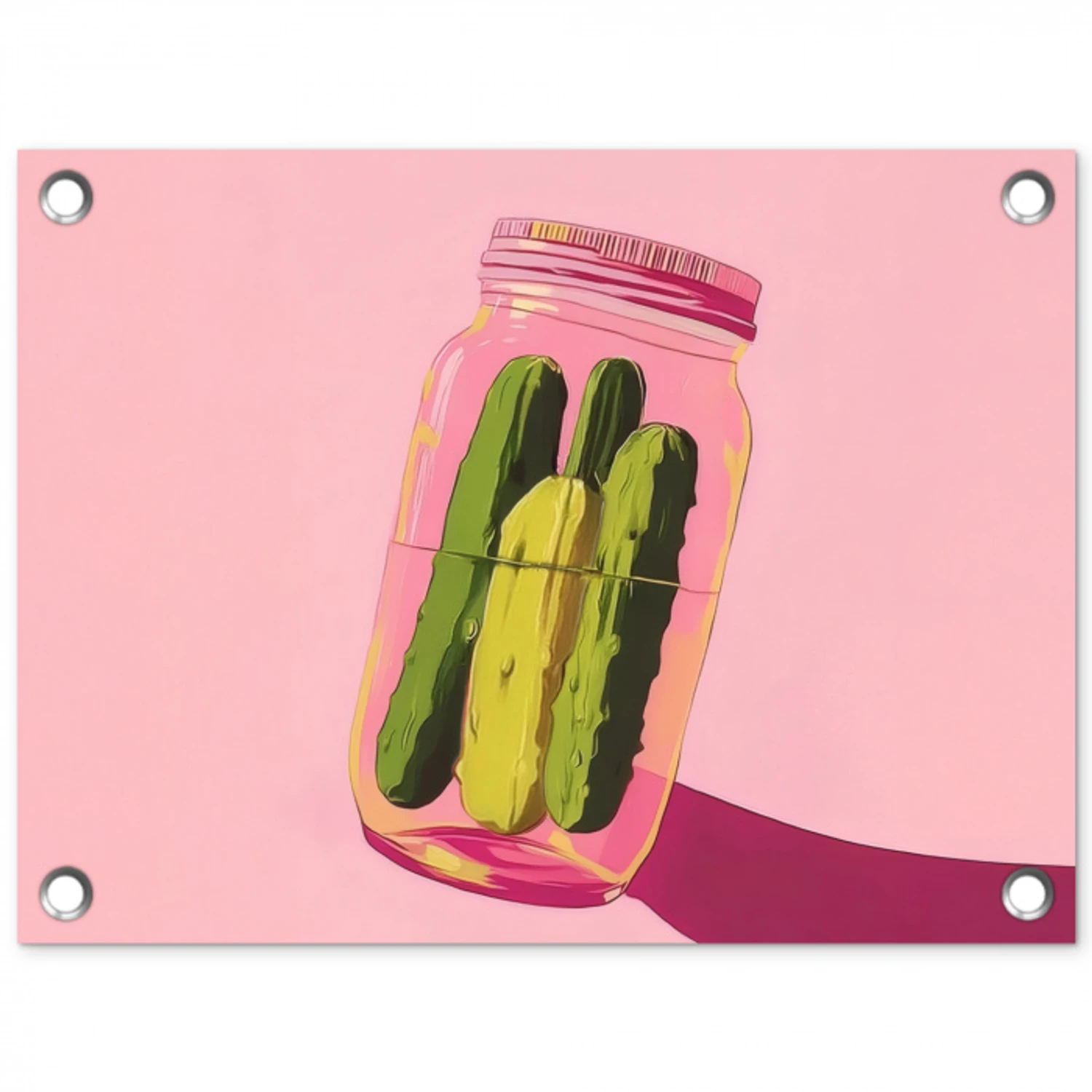 Augurken - Pot - Schaduw - Roze tuinposter los doek klein -3d