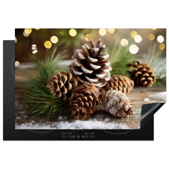 Dennenappels - Kerstsfeer - Bruin - Groen Inductie beschermer vinyl 3mm klein -3d