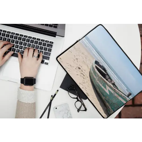 Boot - Zandstrand - Zee laptophoes neopreen klein -bureau