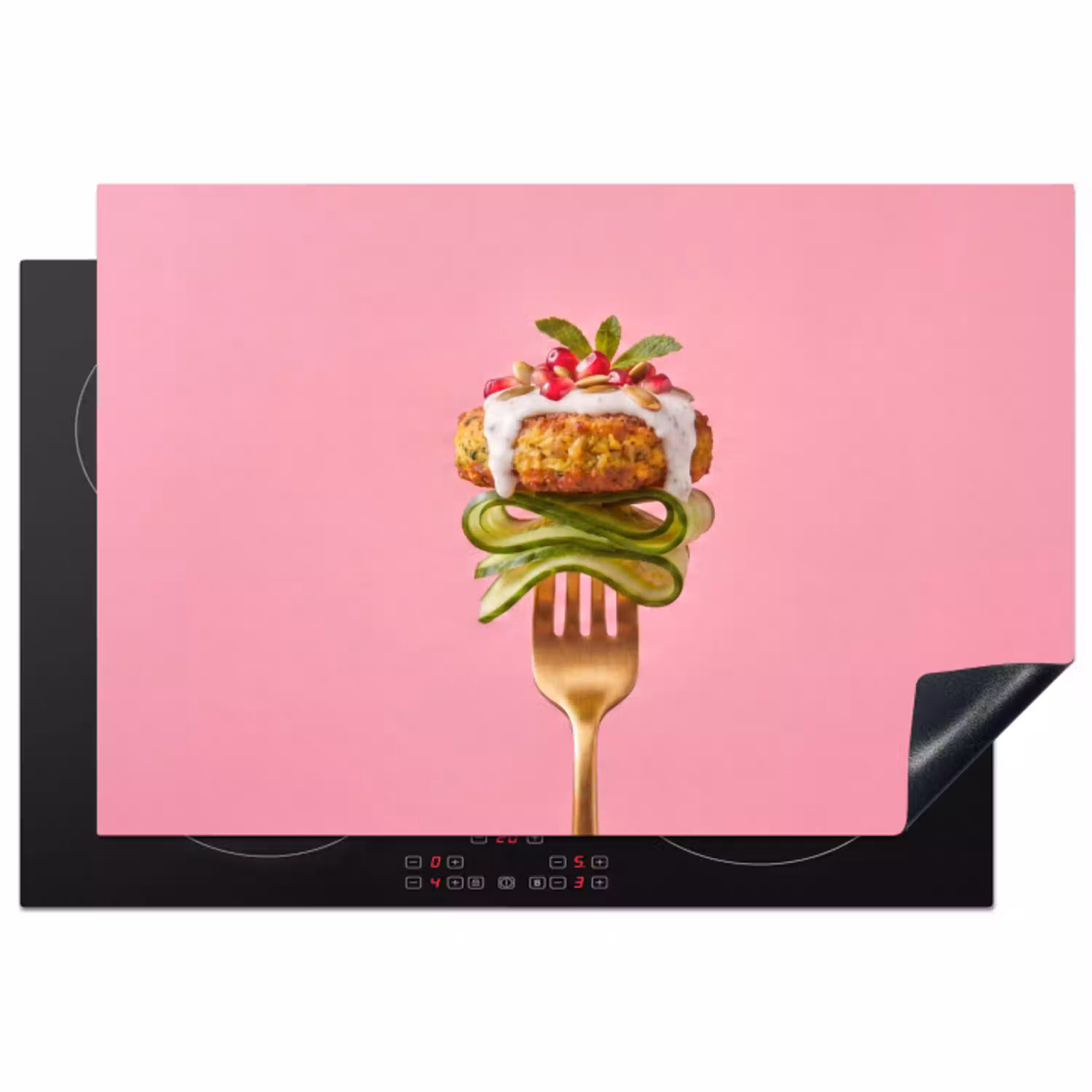 Eten - Vork - Roze Inductie beschermer vinyl 3mm klein -3d