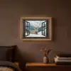 Hert - Landschap - Winter - Natuur - Dieren - Doorkijk - Bergen Light Box met batterij (Wandlamp) middel -sfeer4