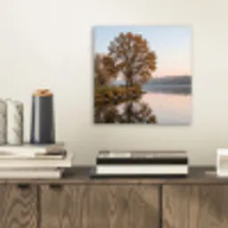 Bomen - Reflectie - Water - Zonsopgang - Serene aluminium wit klein -sfeer1