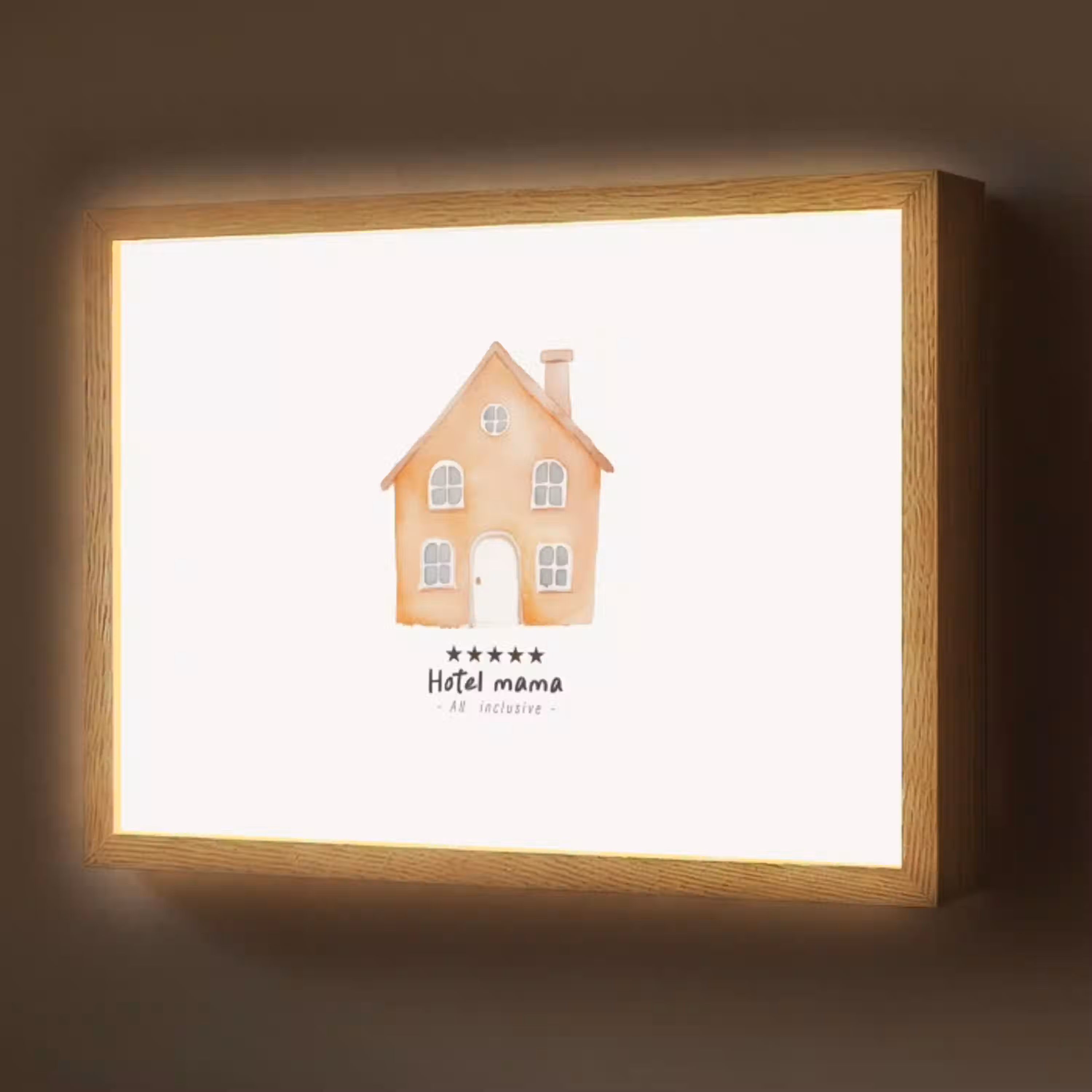 Oranje - Huisje - Quote - Hotel Light Box met batterij (Wandlamp) middel -z3d_website