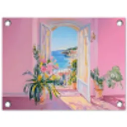 Roze - Buiten - Verf tuinposter los doek klein -3d