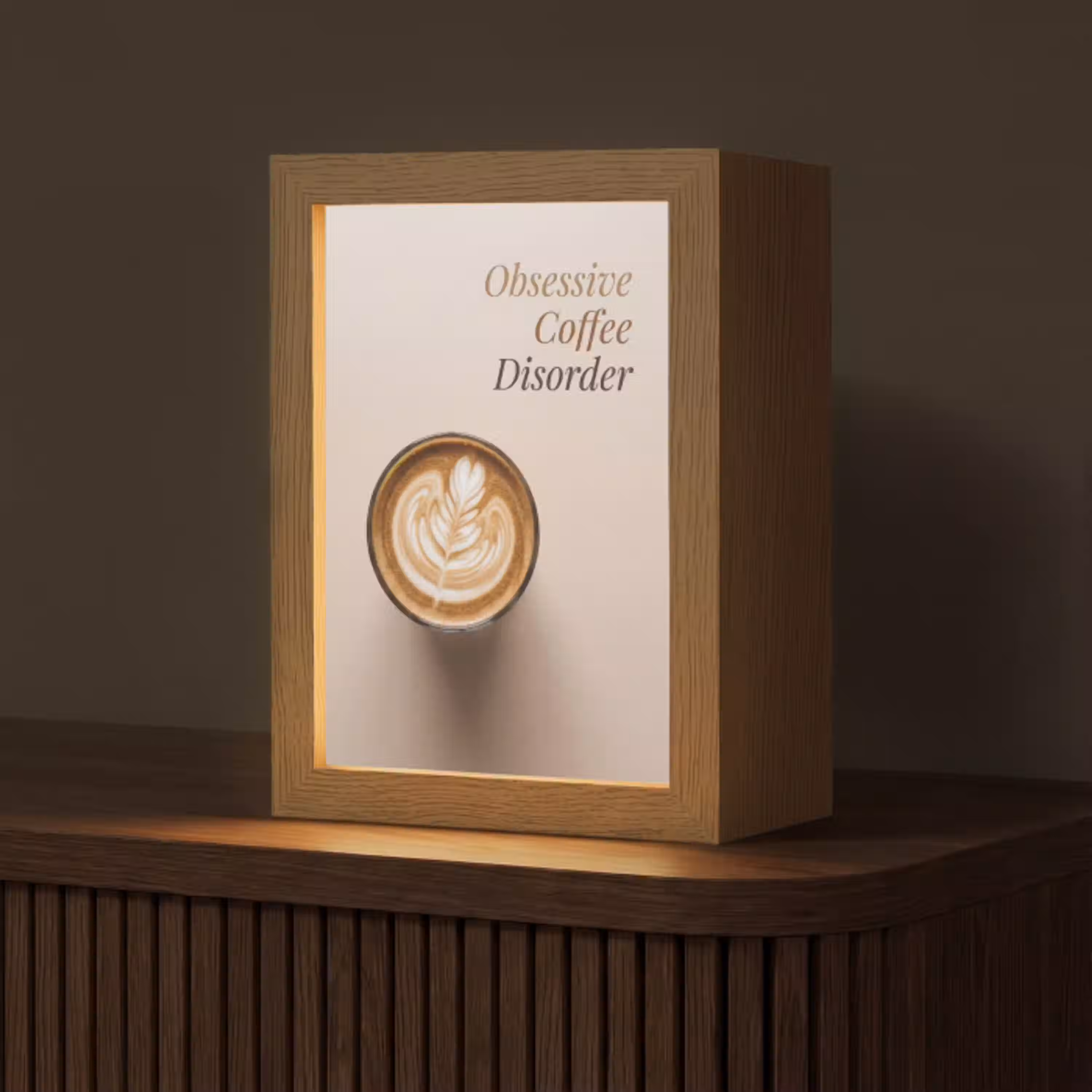 Koffie - Obessive Coffee Disorder - Beige Light Box met kabel (Tafellamp) klein -z3d_website