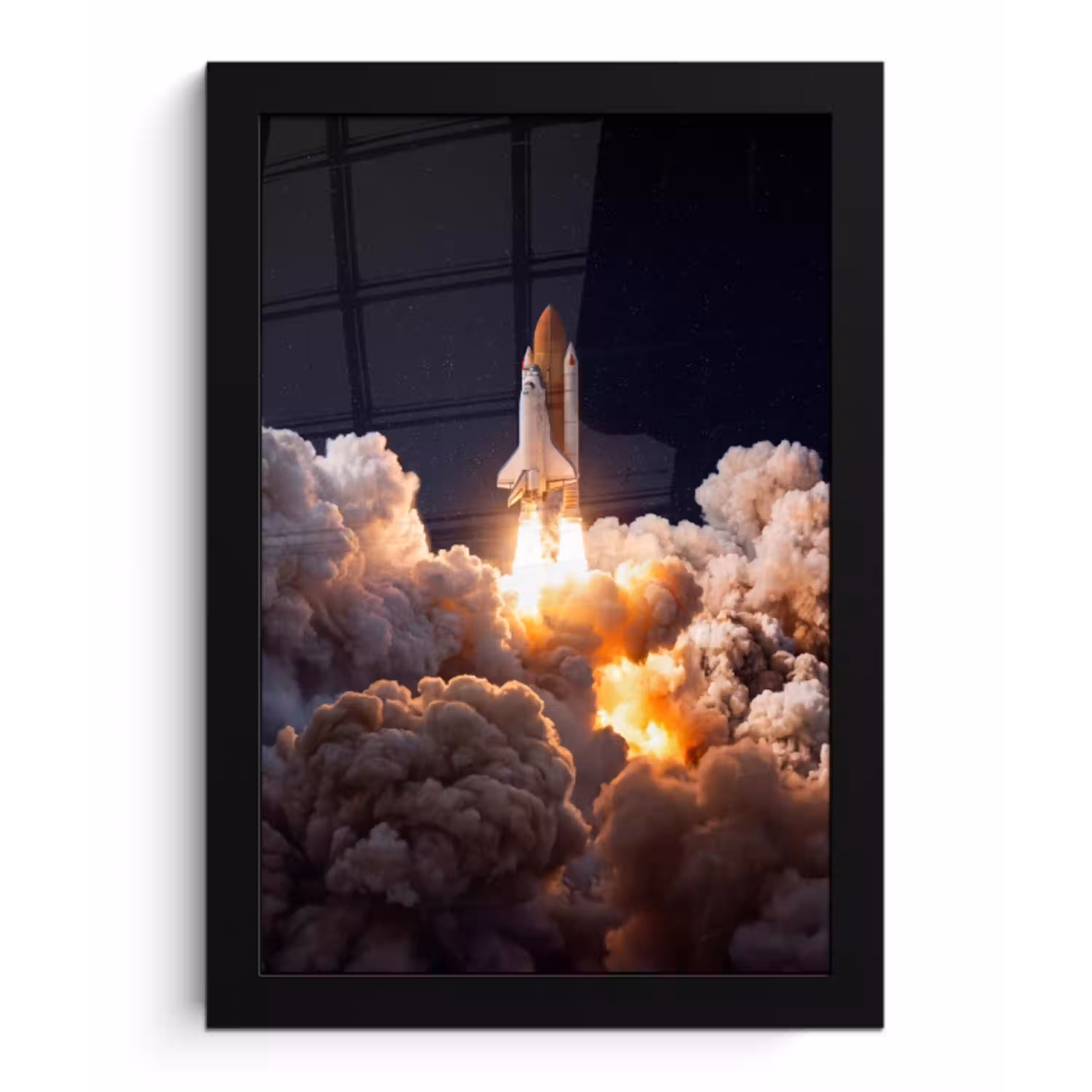 Ruimtevaartuig - Lancering - Sterren fotolijst zwart zonder passe partout klein -3d