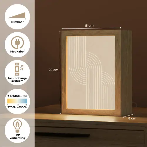Parallelle lijnen - Lichte textuur - Beige Light Box met kabel (Tafellamp) klein -USP_NL