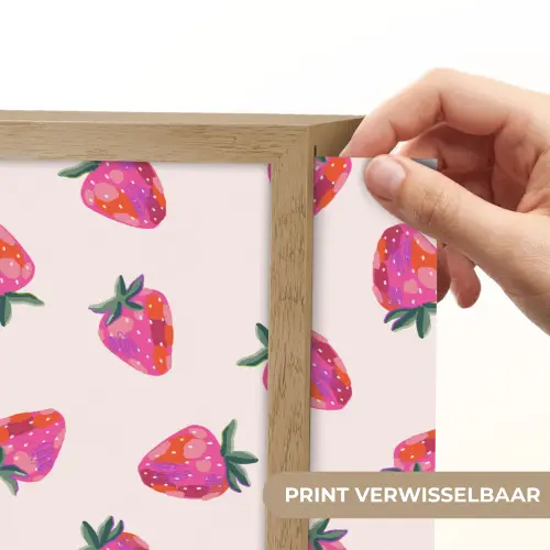 Aardbeien - Rood - Roze - Patroon Light Box met batterij (Wandlamp) middel 907 -USP_websiteprintNL