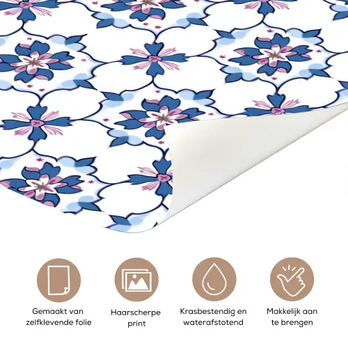 Modern - Patroon - Blauw - Roze deurposter klein 289 -closeup_NL