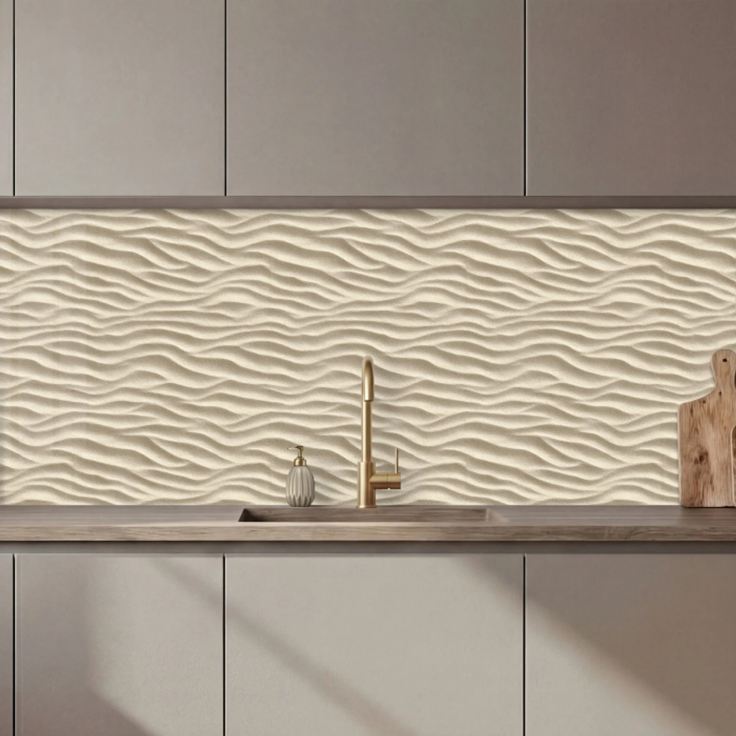 Zand - Golven - Beige keuken achterwand 2 middel 871 zz_3dshopping