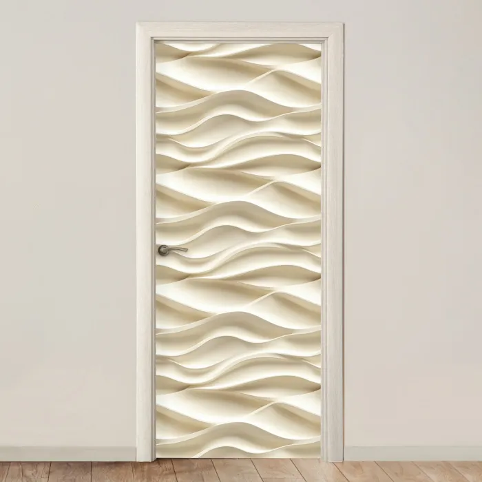 Lijnen - Golvend - Crème deurposter klein 289 -3d_beige