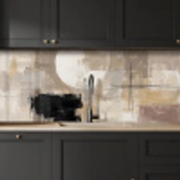Abstract - Cirkel - Modern - Beige - Zwart - Minimalistisch keuken achterwand 2 middel -sfeer1