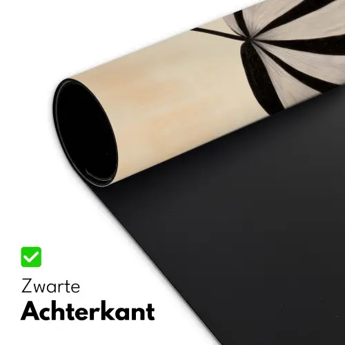 Bladeren - Gestreept - Stengel - Beige Muismat XXL klein -sfeer2