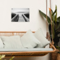 Loopbrug - Hout - Strand - Zee tuinposter los doek klein -sfeer7