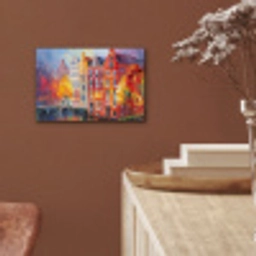 Grachtenpanden - Kunst - Schilderij - Amsterdam aluminium wit klein -sfeer4