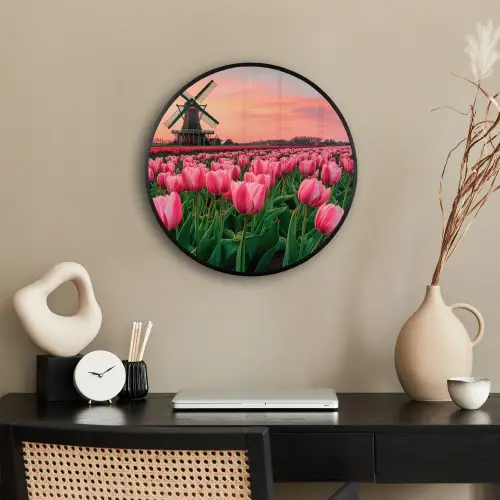 Tulpen - Molen - Nederland Fotolijst rond zonder passe partout klein -sfeer1