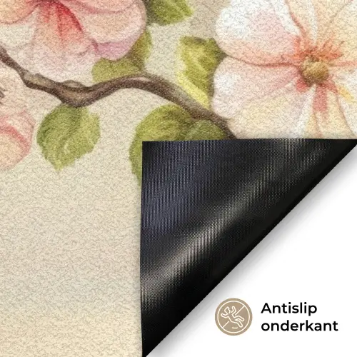 Takken - Bloemen - Vogeltjes - Roze Deurmat klein -antislip_NL