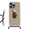 Olifant - Witte bloemen - Kindvriendelijk Hoesje iPhone 16 Pro Max met koord klein -3d
