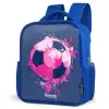 Voetbal -  Verf - Roze - Blauw Kinderrugzak - Blauw middel -schuin