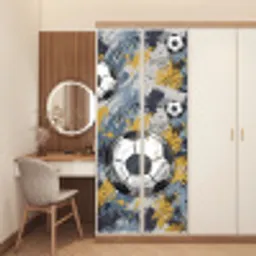 Voetbal - Abstract - Sport - Kleurrijk deurposter klein -sfeer3