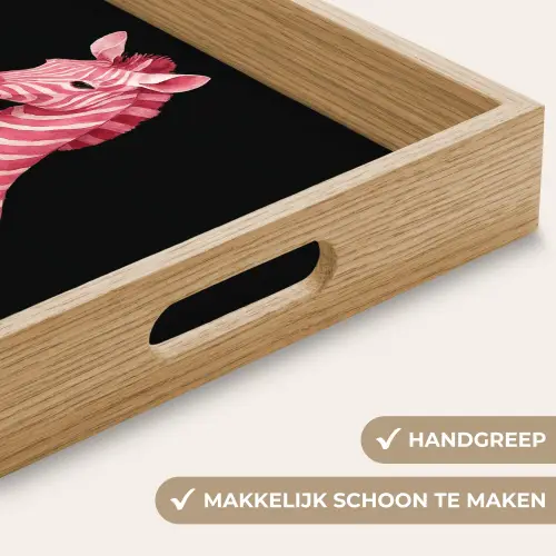 Zebra - Roze - Gestreept Dienblad Rechthoek middel -USP_HandgreepNL