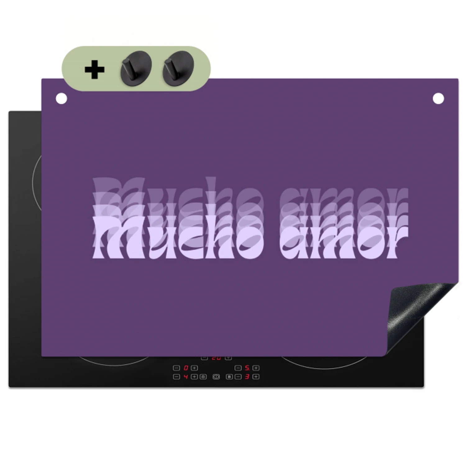 Mucho amor - Paars - Grafisch Inductie beschemer met haakjes klein -3d