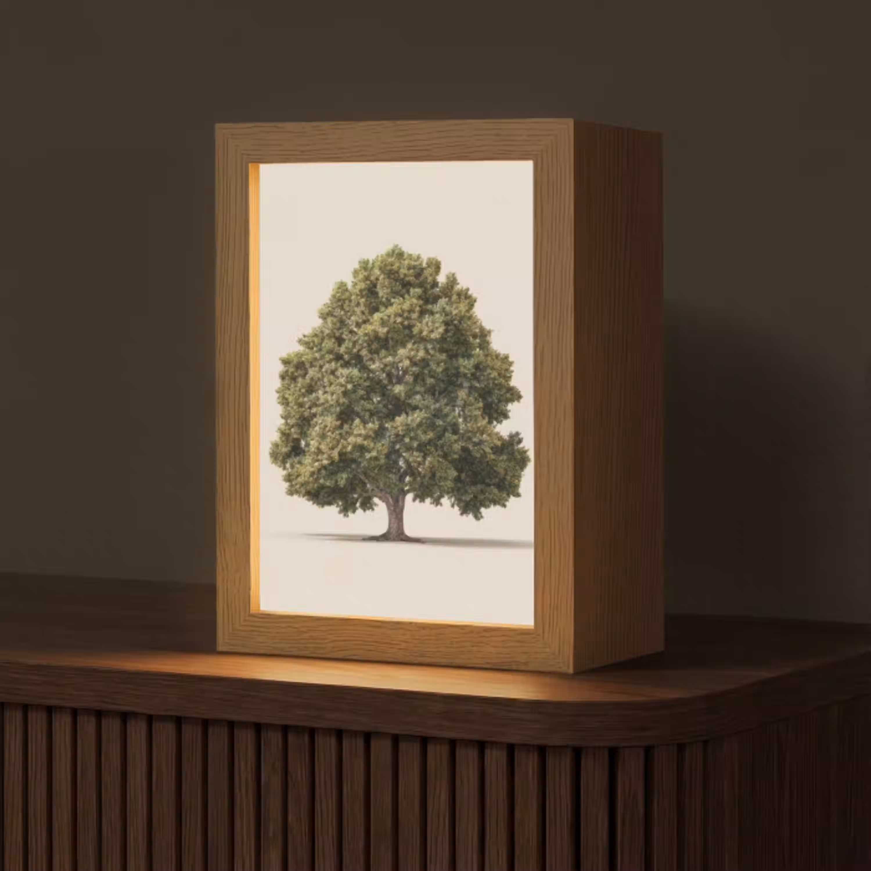 Eikenboom - Groen - Lichte achtergrond Light Box met kabel (Tafellamp) klein -z3d_website