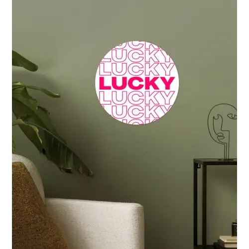 Lucky - Roze - Patroon Wandcirkel behangsticker klein -sfeer2