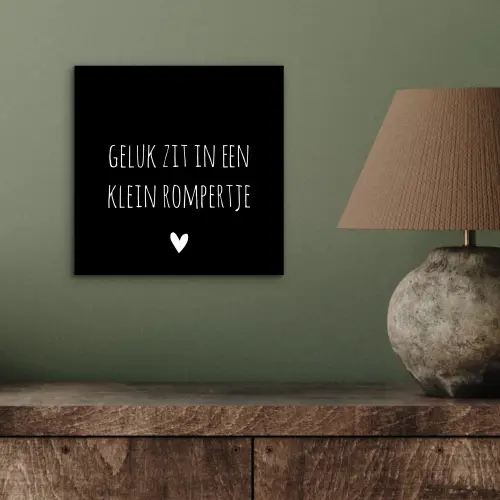 Spreuken - Quotes - Geluk zit in een klein rompertje aluminium wit klein -sfeer2