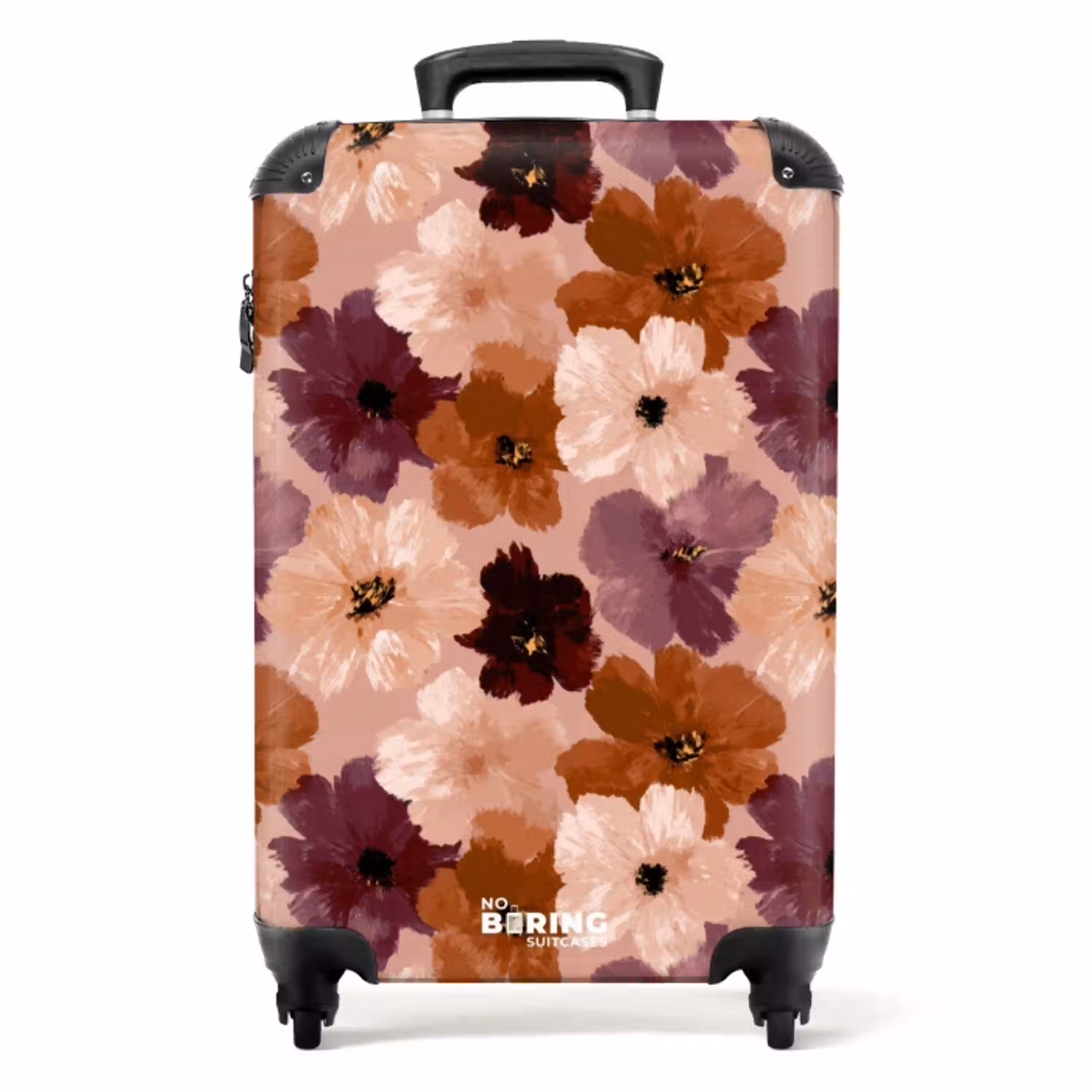 Bloemen - Abstract - Aardetinten NBS - Handbagage koffer - Volwassenen Unisex middel -productfoto_recht