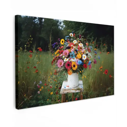 Bloemen - Krukje - Gieter - Veld canvas 2cm klein -z3d