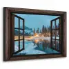 Doorkijk - Winter - Landschap - Natuur - Huis - Bergen Textielframe - compleet frame klein -3d