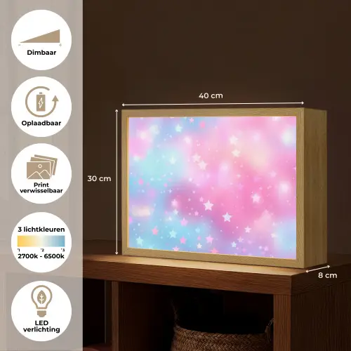 Sterren - Roze - Blauw Light Box met batterij (Wandlamp kind) middel -USP_websiteoverzichtNL