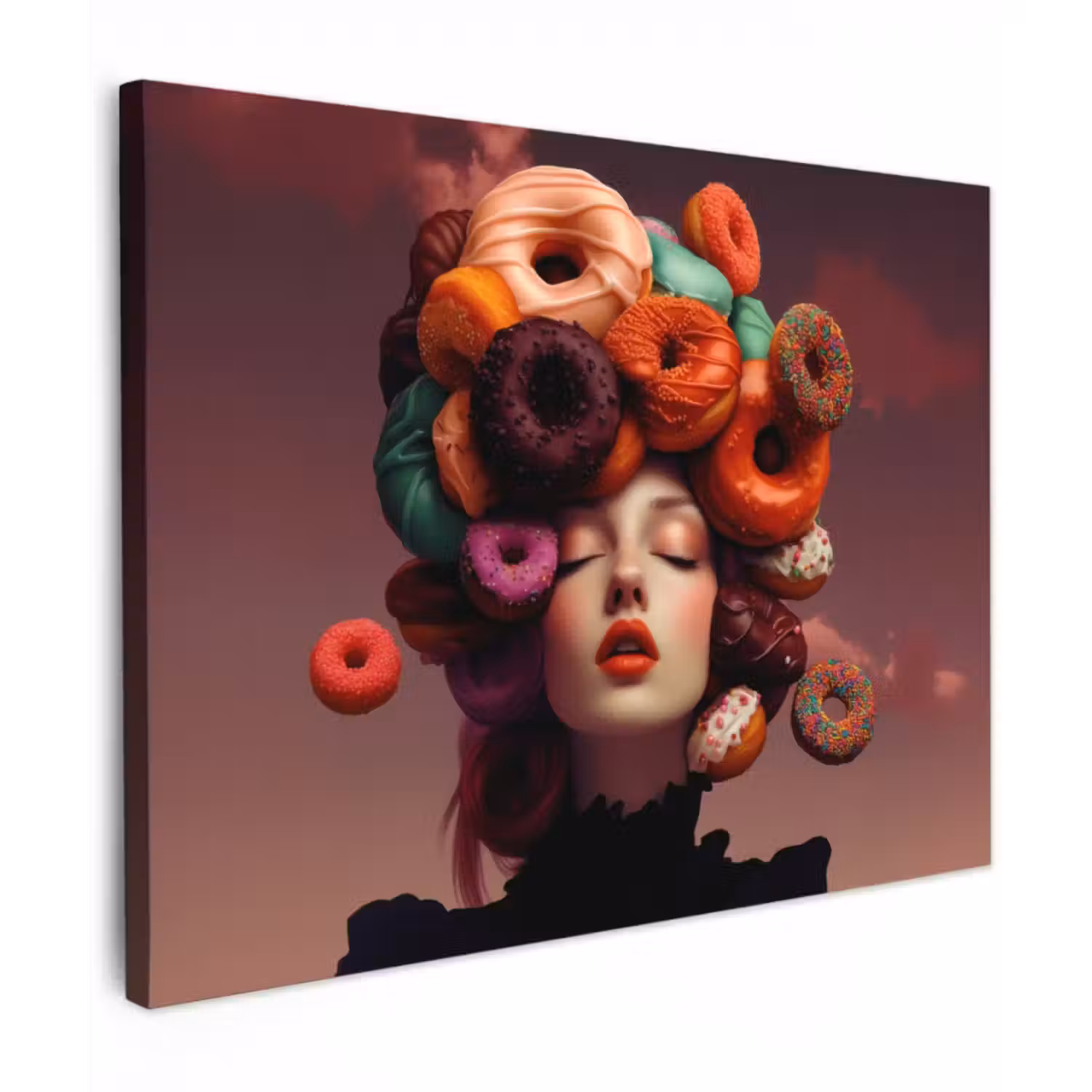 Canvas Print - Woman - Donuts - Colorful