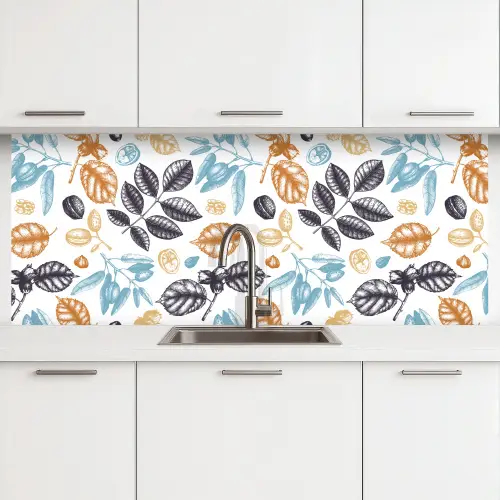 Vintage - Bladeren - Noot - Patronen keuken achterwand 2 middel 871 -3d
