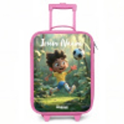Jongen - Voetbal - Bos - Bomen Kinderkoffer - Roze klein -3d