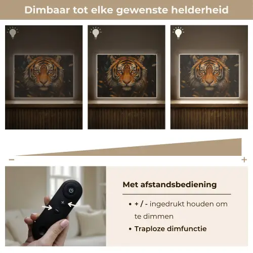 Bladeren - Tijger - Oranje Light Box met batterij (Wandlamp) middel -USP_dimbaarNL