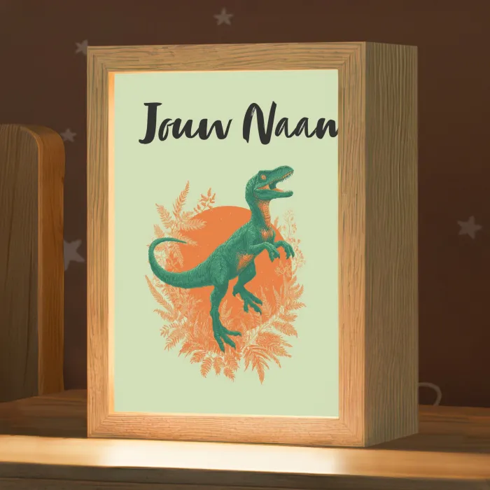 Dino - Groen - Bladeren - Cirkel Light Box met kabel (Kinderlampje) klein -zzz_3d_website