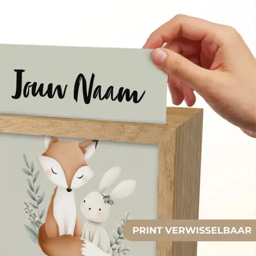 Illustratie - Vos - Konijn - Bladeren Light Box met kabel (Kinderlampje) klein -USP_websiteprintNL