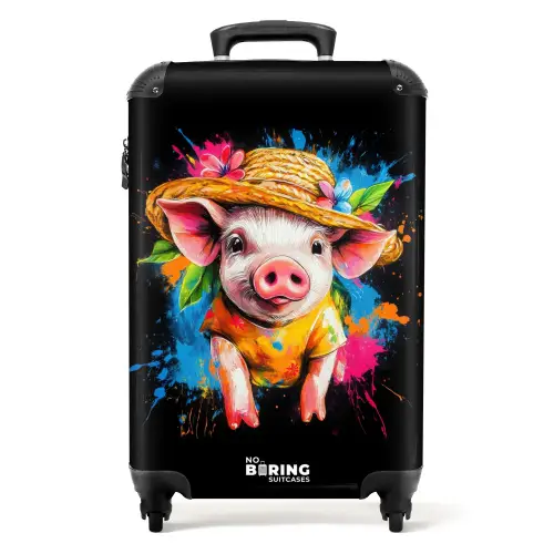 Grappige varken met hoed illustratie NBS - Handbagage koffer - Unisex middel -productfoto_recht